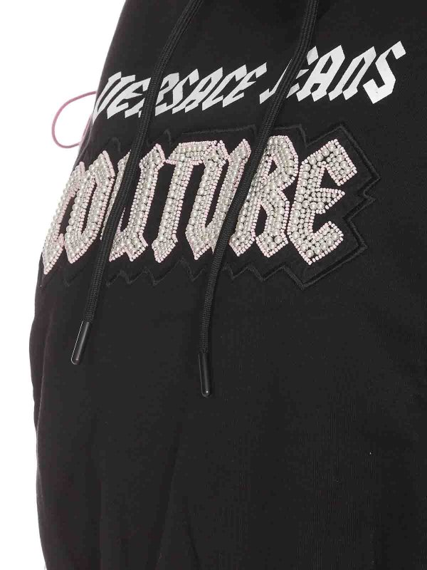The Best Shops Versace Jeans Couture: Sweatshirts & Sweaters - Logo Goth Patch Hoodie