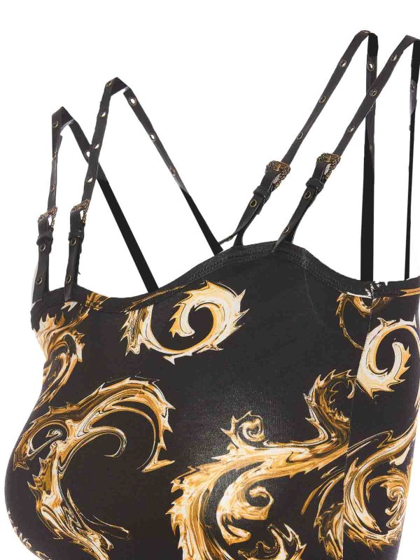 The Best Shops Versace Jeans Couture: Top e canotte - Top Couture nero e oro Chromo Couture