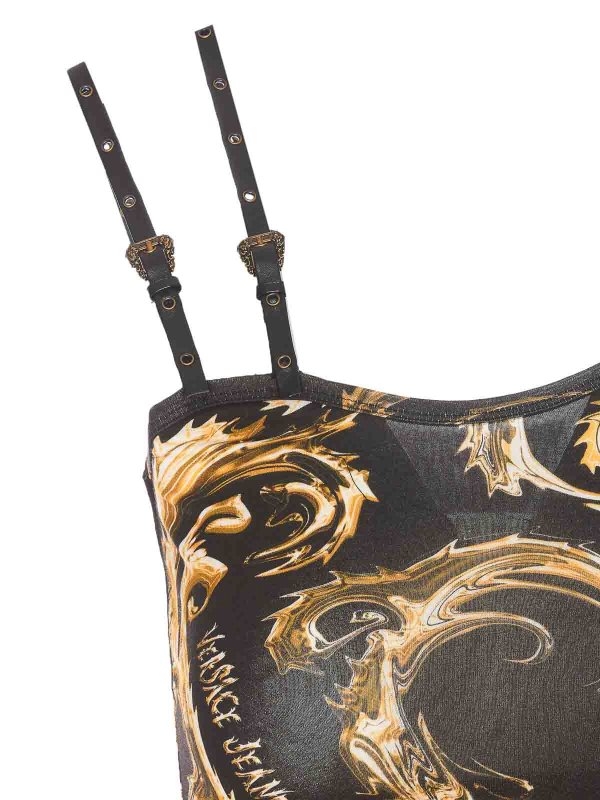 Top Couture nero e oro Chromo Couture shop online: Versace Jeans Couture