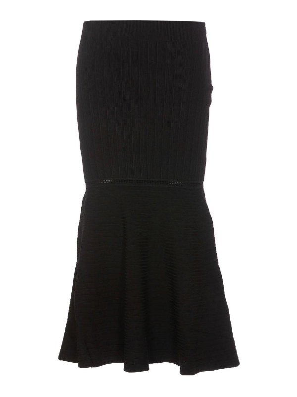 VICTORIA BECKHAM: Knee length skirts & Midi - Black Flared Midi Skirt