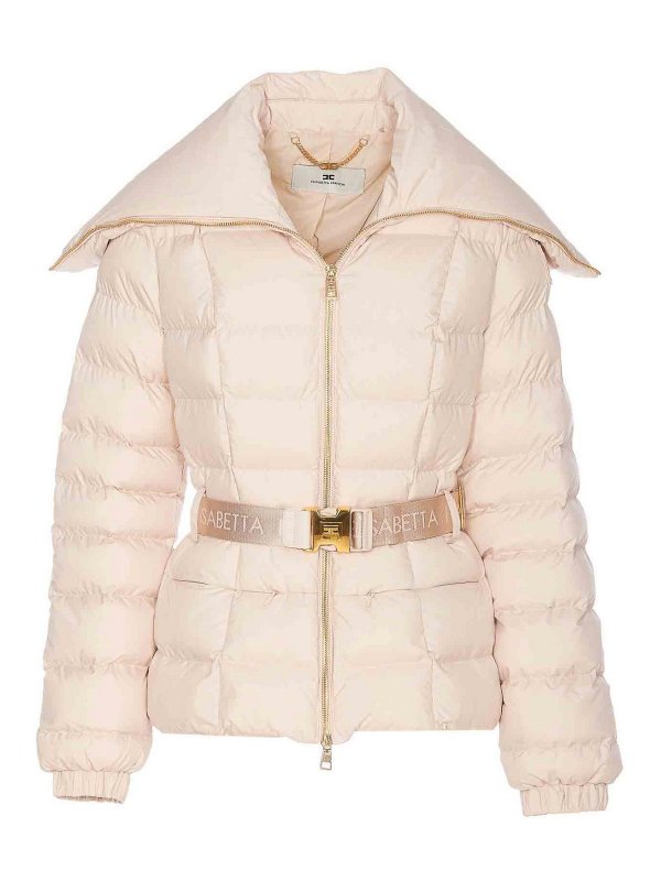 ELISABETTA FRANCHI: casual jackets - Beige Padded Down Jacket