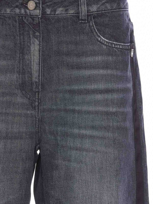 Wide Leg Jeans With Satin Band shop online: ELISABETTA FRANCHI