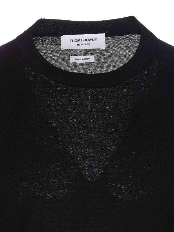 クルーネック - 黒 shop online: THOM BROWNE