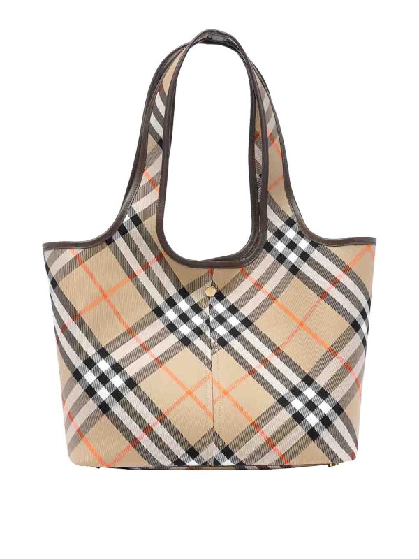 BURBERRY: cross body bags - Sand Check Tote Bag