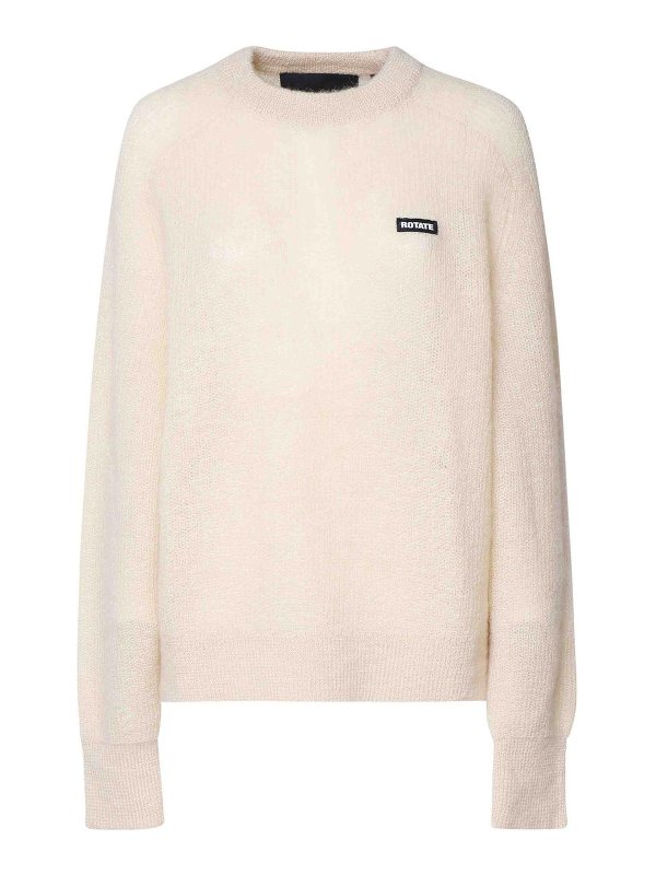 ROTATE Birger Christensen: Strickpullover mit Rundhalsausschnitt - Rundhalspullover - Beige
