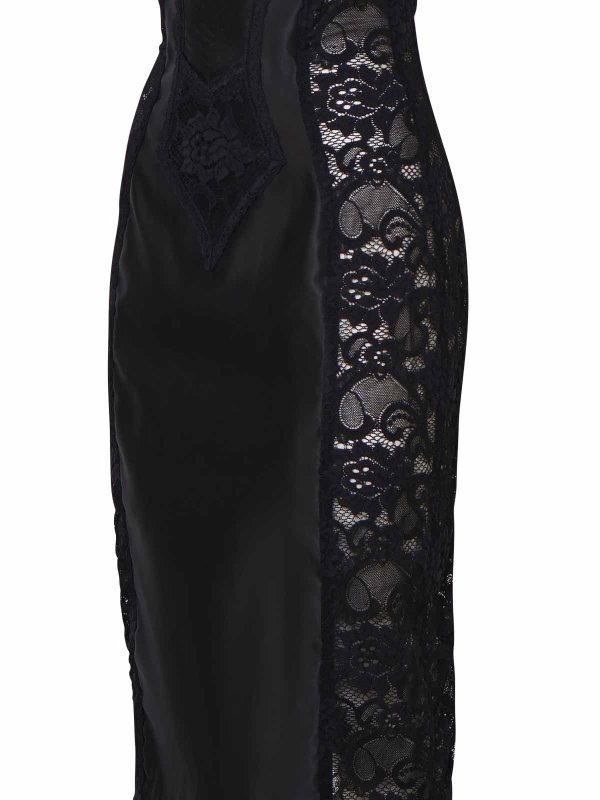 The Best Shops DOLCE & GABBANA: knee length dresses - Corset Midi Dress In Satin And Lace