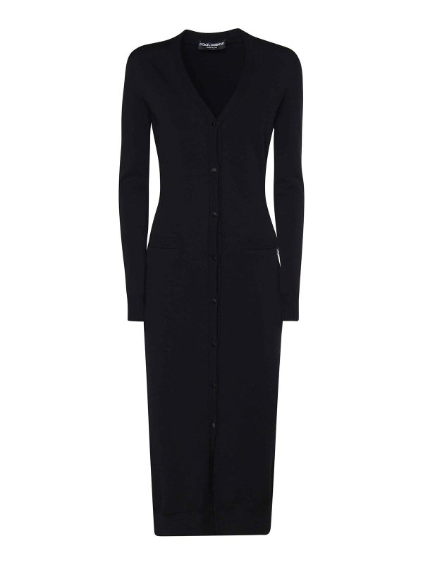 DOLCE & GABBANA: cardigan - Cardigan Lungo In Maglia Di Viscosa Stretch