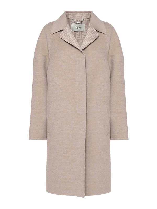 FENDI: trench coats - Reversible Overcoat With Lapel Collar
