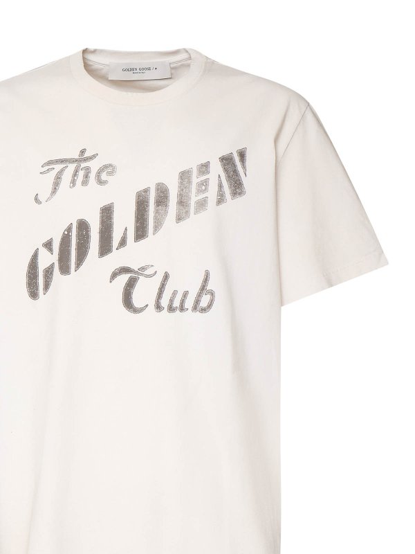 The Best Shops GOLDEN GOOSE: t-shirts - Cotton T-Shirt With Vintage Effect Print