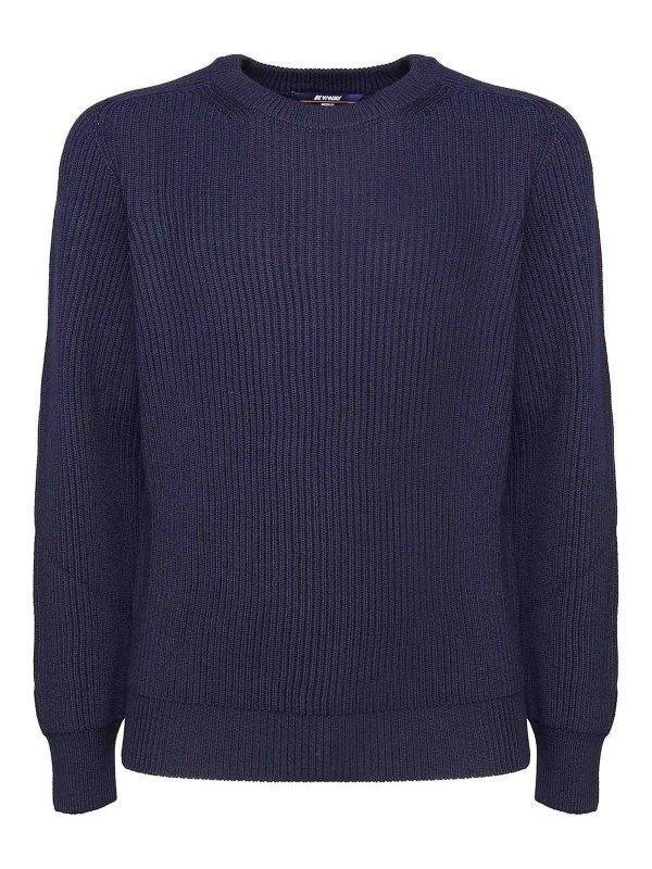 K-WAY: Strickpullover mit Rundhalsausschnitt - Rundhalspullover - Blau