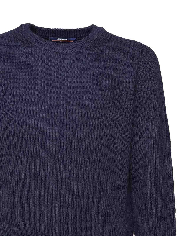 The Best Shops K-WAY: Strickpullover mit Rundhalsausschnitt - Rundhalspullover - Blau