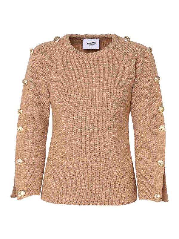 MARIUCCIA: crew necks - Sweater With Decorative Gold Buttons