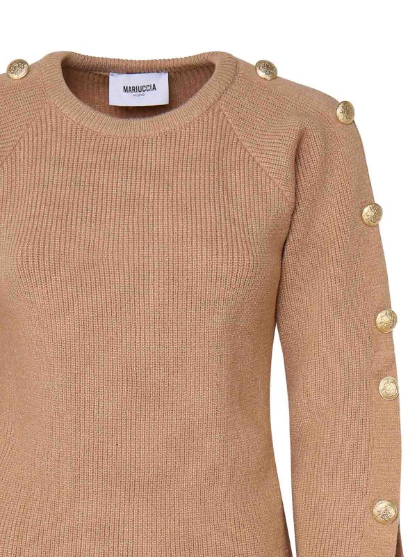 The Best Shops MARIUCCIA: crew necks - Sweater With Decorative Gold Buttons