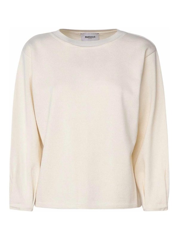 MARIUCCIA: Suéteres con cuello pico - Suéter Cuello Redondo - Blanco