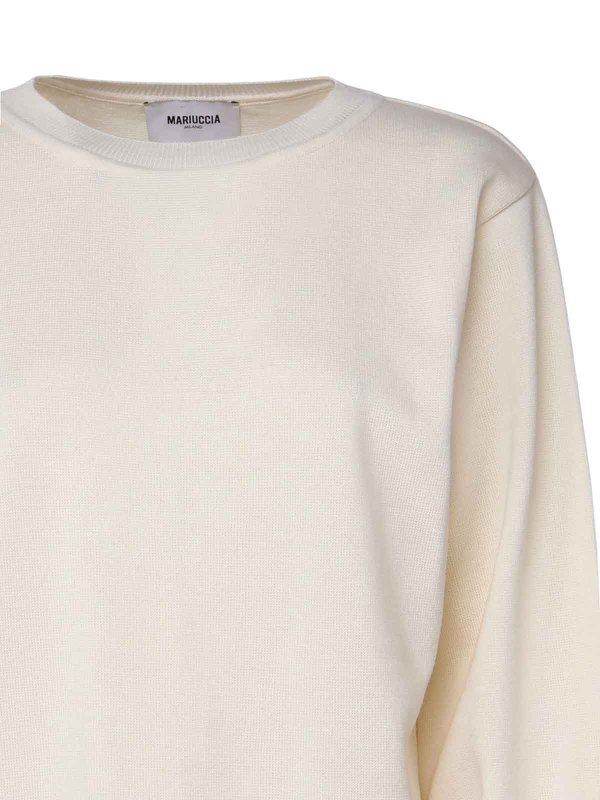 The Best Shops MARIUCCIA: Suéteres con cuello pico - Suéter Cuello Redondo - Blanco
