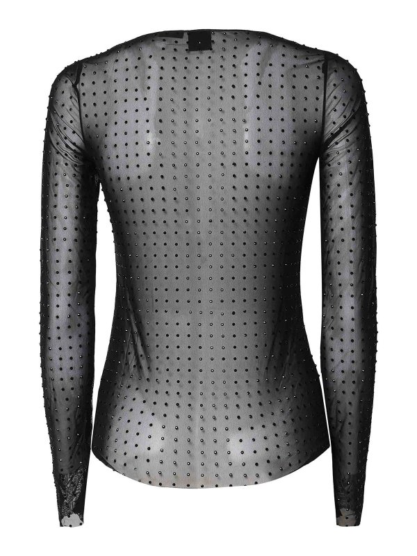 Pinko: crew necks online - Transparent Rouen Sweater With Stones