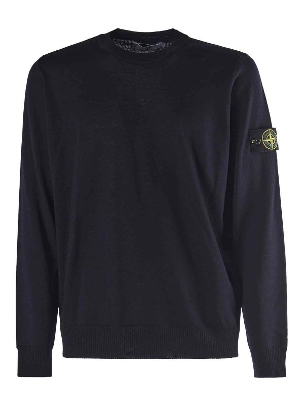 STONE ISLAND: Suéteres con cuello pico - Suéter Cuello Redondo - Azul
