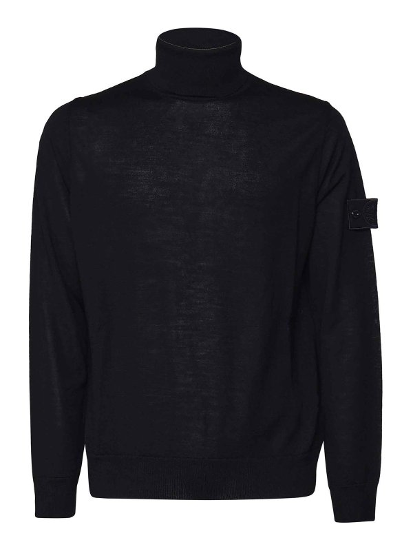 STONE ISLAND: Strickpullover mit Rundhalsausschnitt - Rundhalspullover - Schwarz