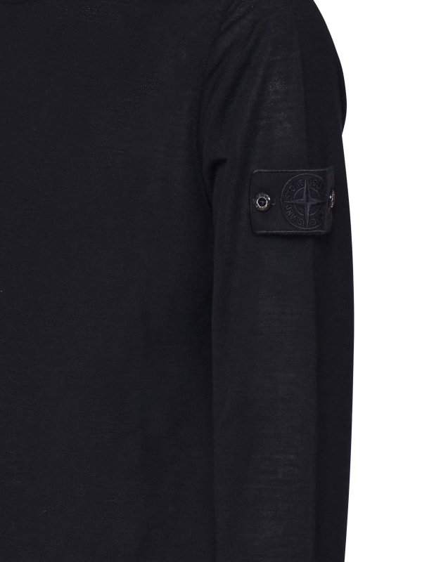 The Best Shops STONE ISLAND: Strickpullover mit Rundhalsausschnitt - Rundhalspullover - Schwarz