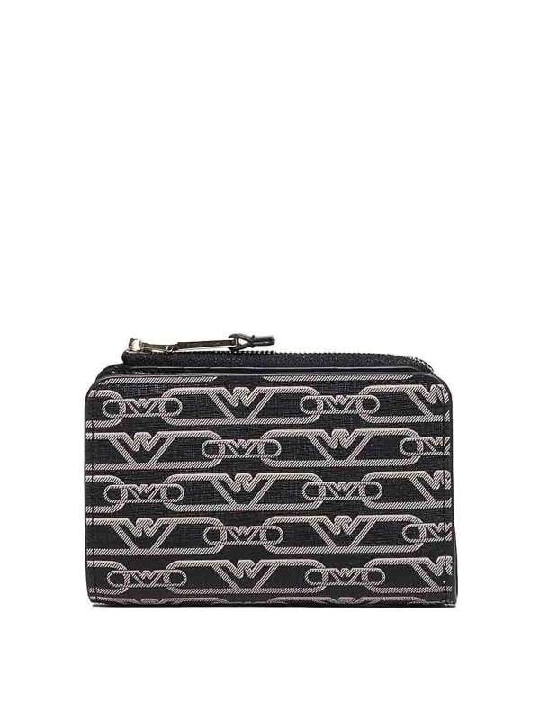 EMPORIO ARMANI: wallets & purses - Wallet With Zip In Fabric With Jacquard Logo
