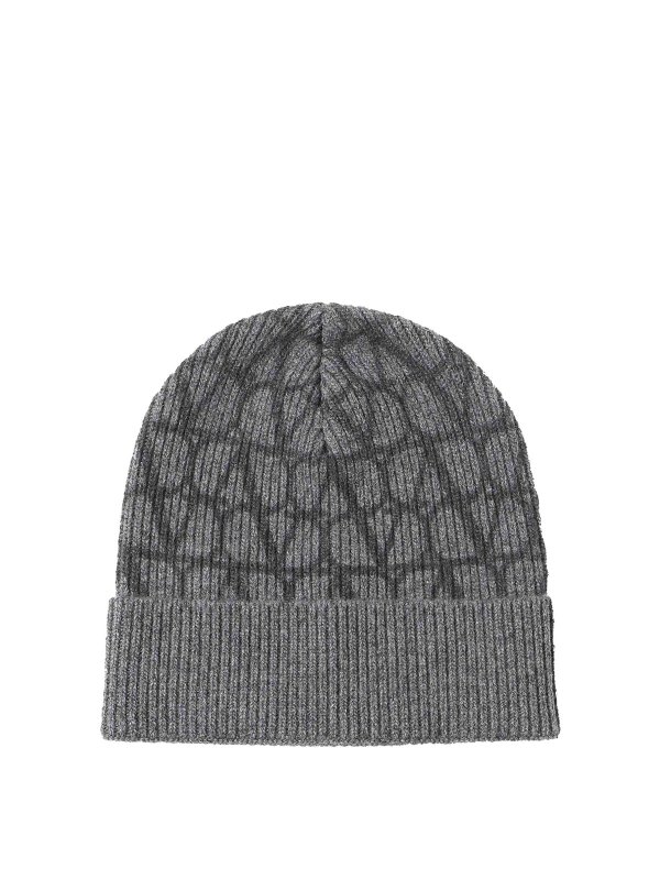 VALENTINO GARAVANI: beanies online - Vlogo Signature Jacquard Wool Beanie