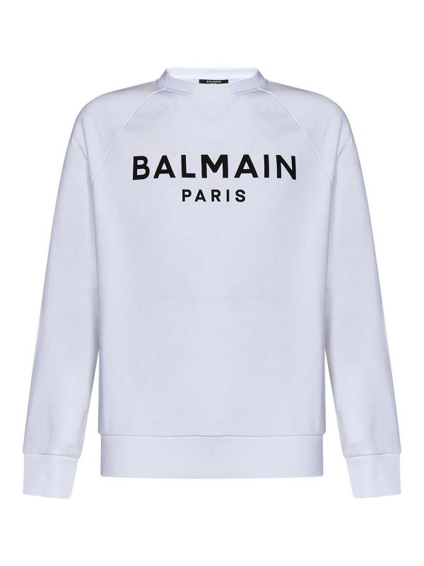 Balmain: crew necks - White Organic Cotton Crewneck Sweatshirt