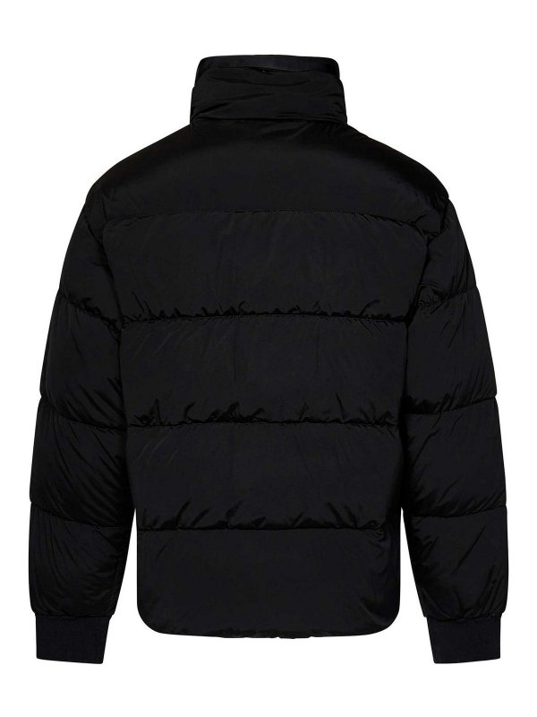 C.P. COMPANY: padded jackets online - Quilted Black Nylon High-Neck Down Jacket Wit