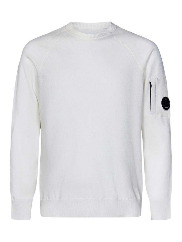 C.P. COMPANY: Strickpullover mit Rundhalsausschnitt - Rundhalspullover - Weiß