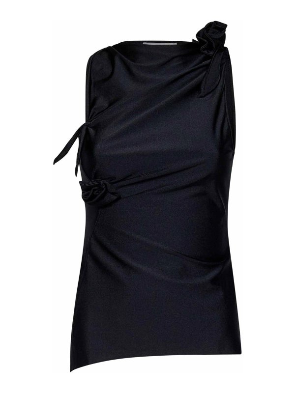 COPERNI: Tops & Tank tops - Black Stretch Fabric Flower Top