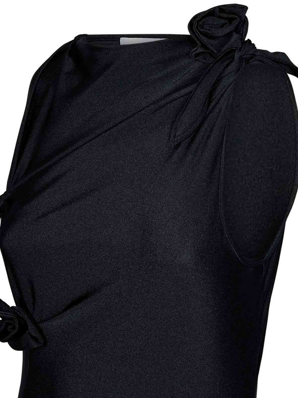 The Best Shops COPERNI: Tops & Tank tops - Black Stretch Fabric Flower Top