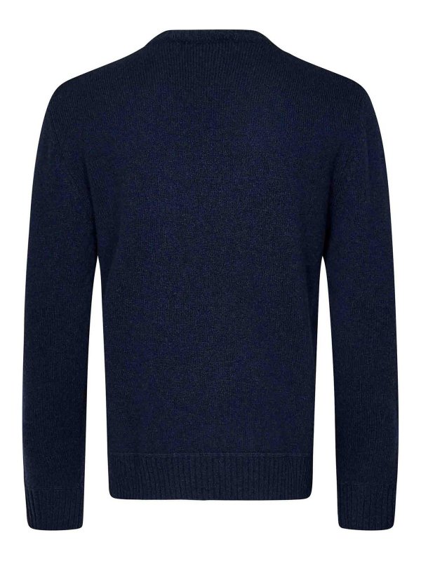 DSQUARED2: crew necks online - Navy Blue Wool And Cashmere Knit Sweater