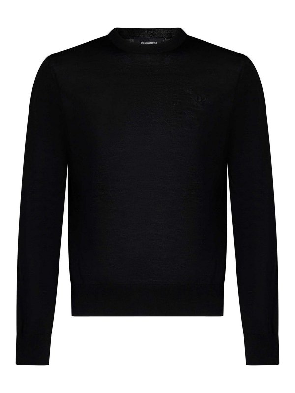 DSQUARED2: Strickpullover mit Rundhalsausschnitt - Rundhalspullover - Schwarz