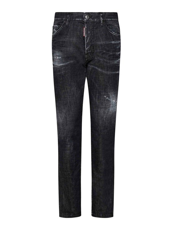 DSQUARED2: bootcut jeans - Black Easy Wash Cool Guy Black Used-Wash Stre