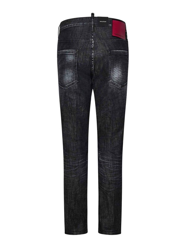 DSQUARED2: bootcut jeans online - Black Easy Wash Cool Guy Black Used-Wash Stre