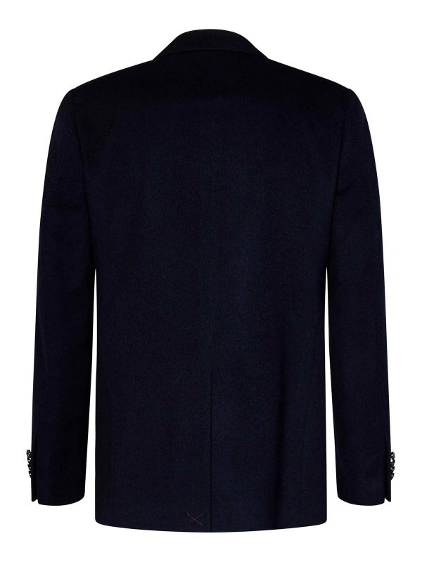 ETRO: blazers online - Navy Blue Cashmere Double-Breasted Blazer Wit