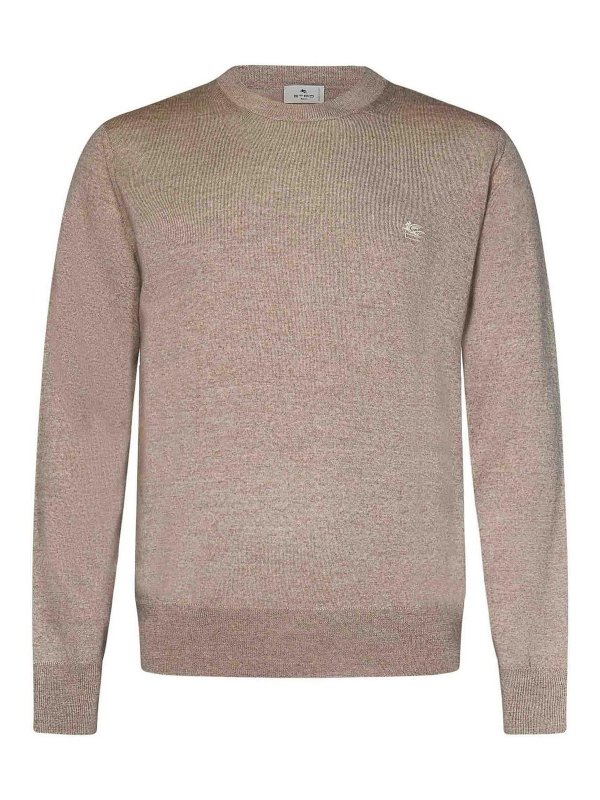 ETRO: Suéteres con cuello pico - Suéter Cuello Redondo - Beis