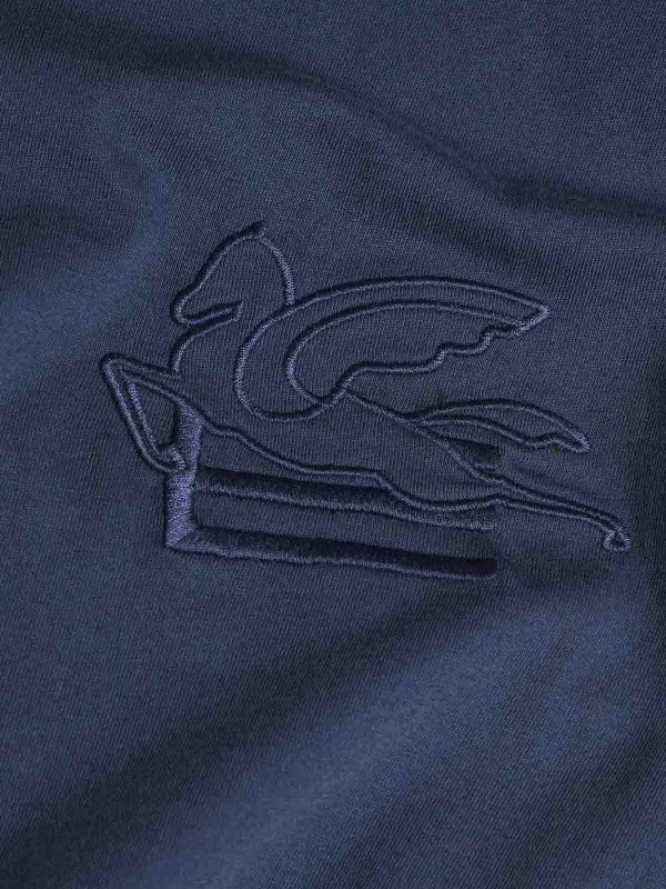 Navy Blue Cotton Jersey T-Shirt shop online: ETRO