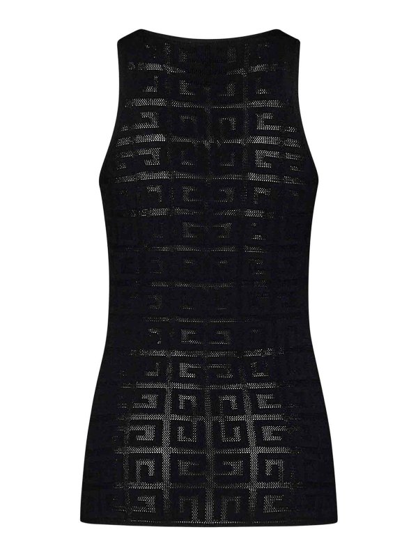 GIVENCHY: Tops & Tank tops online - Slim-Fit Black Viscose Jacquard Tank Top