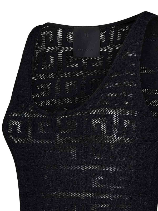 The Best Shops GIVENCHY: Tops & Tank tops - Slim-Fit Black Viscose Jacquard Tank Top