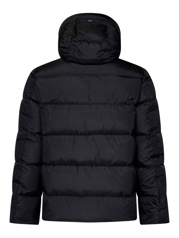 HERNO: padded jackets online - Black Quilted Nylon Hooded Down Jacket