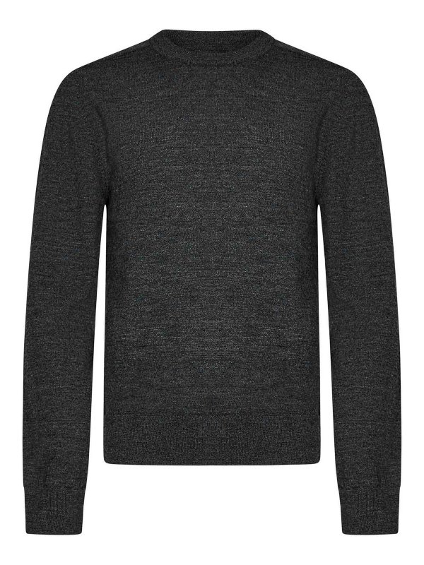 Maison Margiela: Strickpullover mit Rundhalsausschnitt - Rundhalspullover - Grau