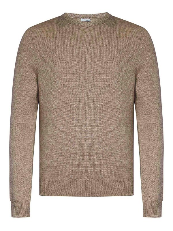 MALO: Strickpullover mit Rundhalsausschnitt - Rundhalspullover - Braun