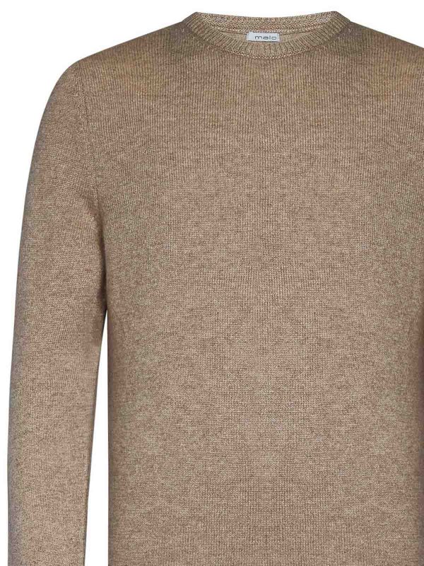 The Best Shops MALO: Strickpullover mit Rundhalsausschnitt - Rundhalspullover - Braun