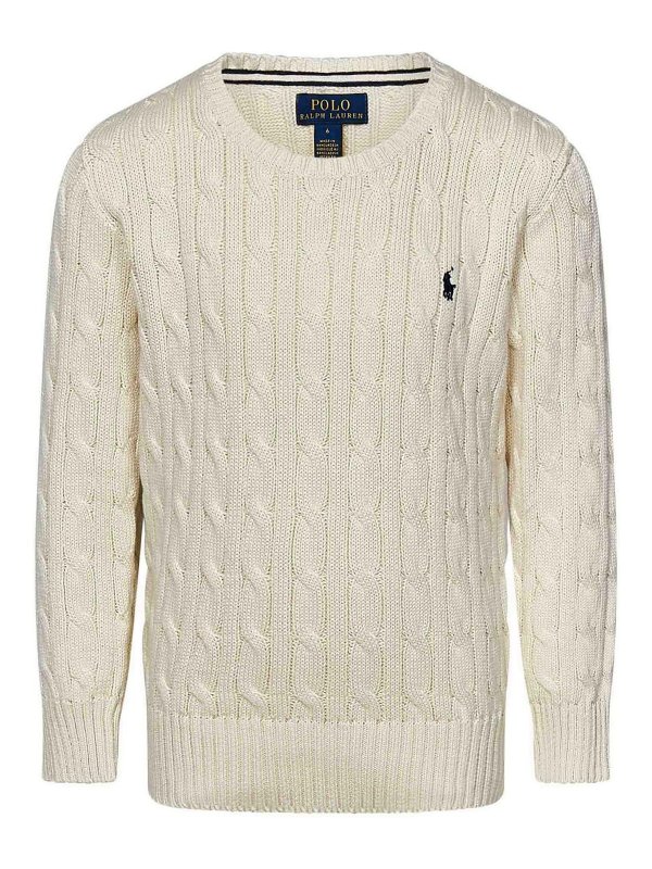 POLO RALPH LAUREN: Strickpullover mit Rundhalsausschnitt - Rundhalspullover - Weiß