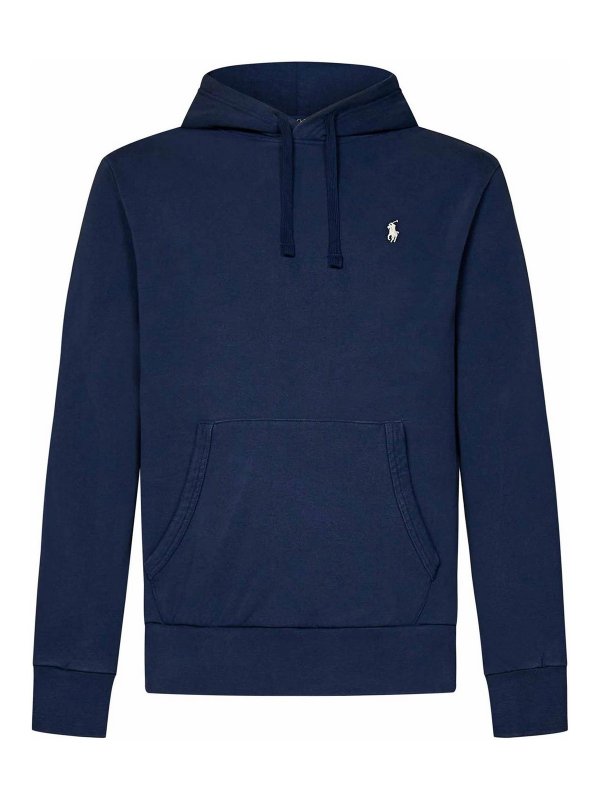 POLO RALPH LAUREN: Sweatshirts & Sweaters - Navy Blue Loopback Cotton Hoodie