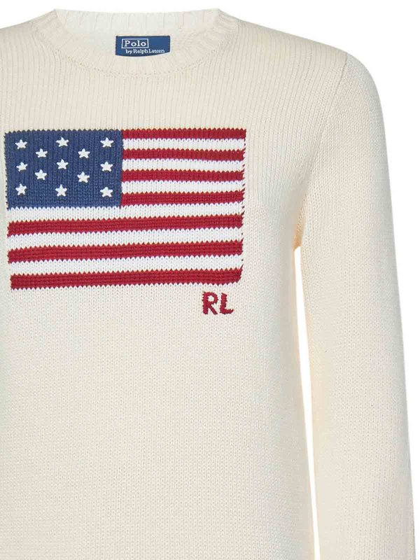 The Best Shops POLO RALPH LAUREN: Strickpullover mit Rundhalsausschnitt - Rundhalspullover - Weiß
