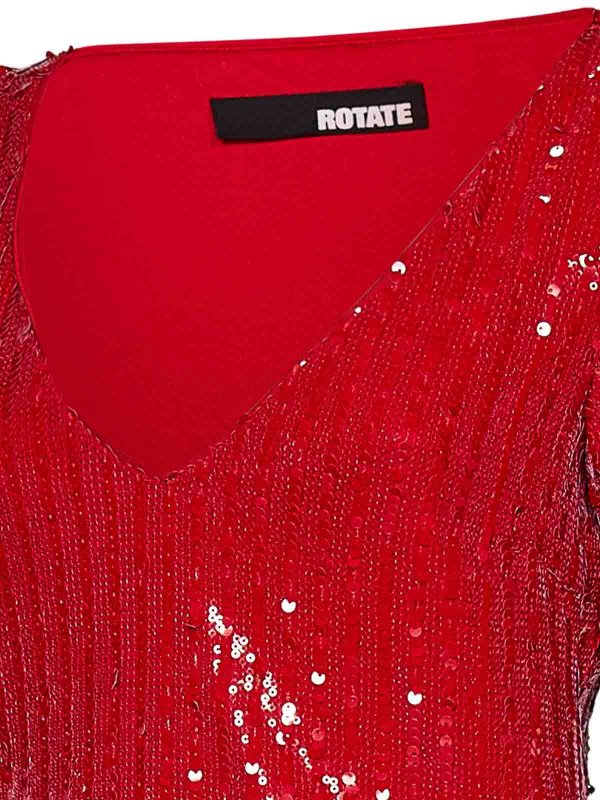 The Best Shops ROTATE Birger Christensen: Tops & Tank tops - Red Sequins Long-Sleeved Top