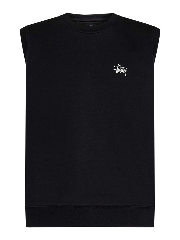 STUSSY: vests - Black Fleece Cotton Vest