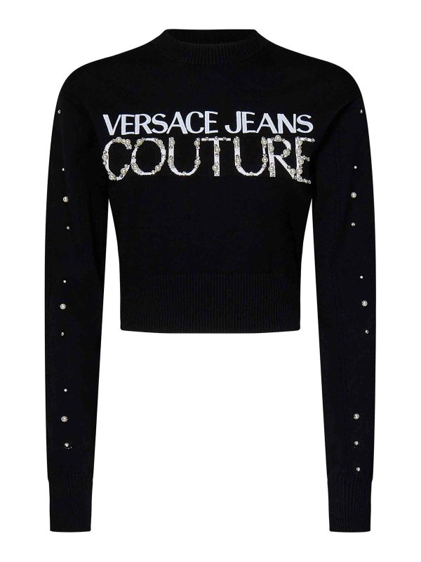VERSACE JEANS: Suéteres con cuello pico - Suéter Cuello Redondo - Negro