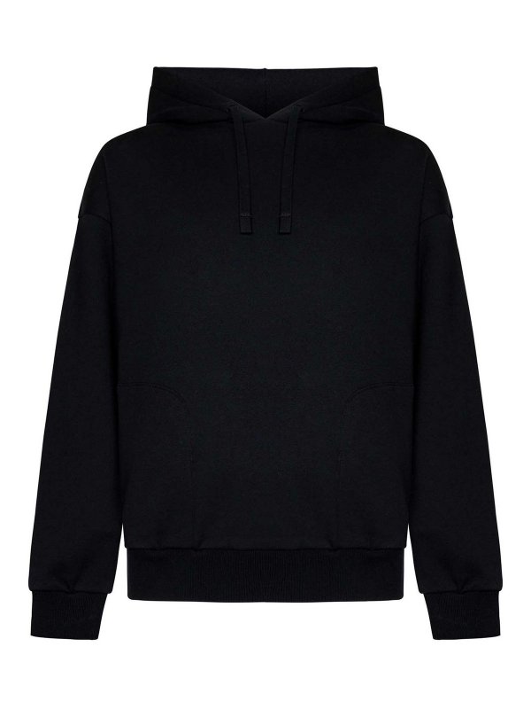 ZEGNA: Sweatshirts & Sweaters - Black Cotton Hoodie